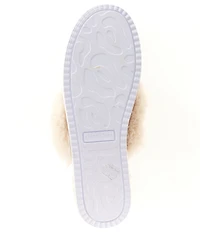 Gianni Bini Comfiee Two Embellished Rhinestone Bow Faux Fur Slippers