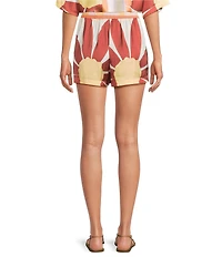 Gianni Bini Coordinating Sarah Mid Rise Pull On Printed Satin Shorts