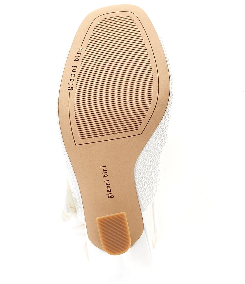 Gianni Bini Coray Three Pearl Embellished Satin Slingback Bow Detail Dress Sandals