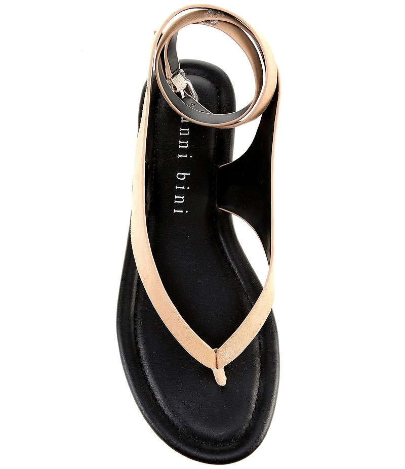 Gianni Bini Corbin Suede Ankle Wrap Thong Sandals