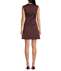 Gianni Bini Cove Satin High Neck Sleeveless Mini Dress