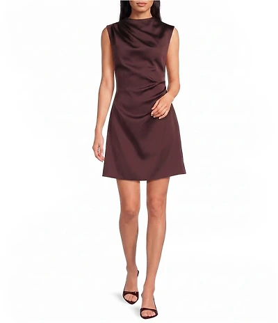 Gianni Bini Cove Satin High Neck Sleeveless Mini Dress