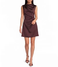 Gianni Bini Cove Satin High Neck Sleeveless Mini Dress