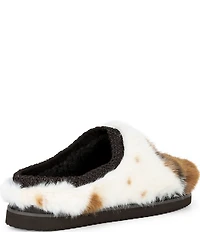 Gianni Bini Cushee Cow Print Long Faux Fur Mule Slippers