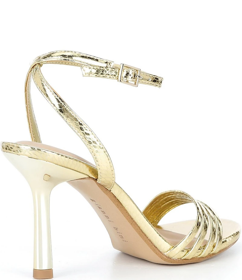 Gianni Bini Dafney Metallic Snake Print Strappy Dress Sandals