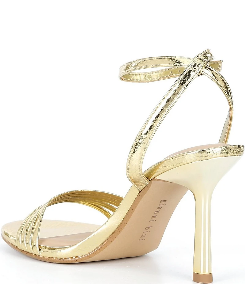 Gianni Bini Dafney Metallic Snake Print Strappy Dress Sandals