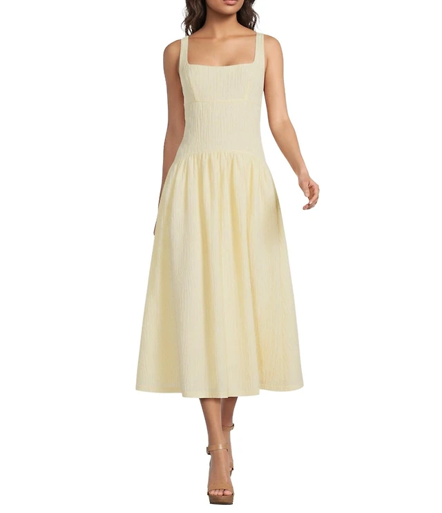 satin sweetheart sleeveless drop waist midi dress with pockets Floral Satin Sweetheart Basque Waist Midi Fit And Flare Dress With Pockets
