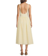 Gianni Bini Dahlia Crinkle Woven Square Neck Sleeveless Drop Waist Midi Dress