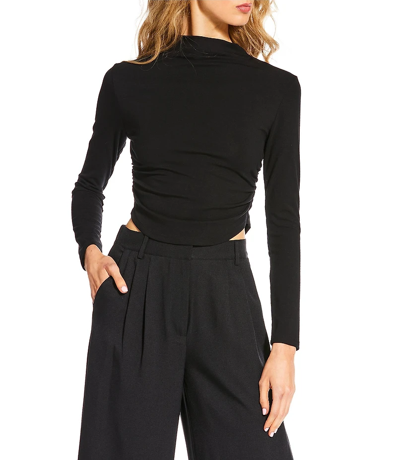 Gianni Bini Daily Long Sleeve Mock Neck Crop Top