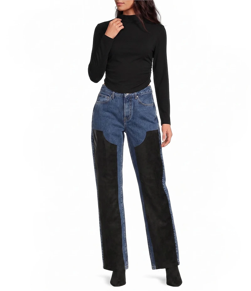 Gianni Bini Daily Long Sleeve Mock Neck Crop Top