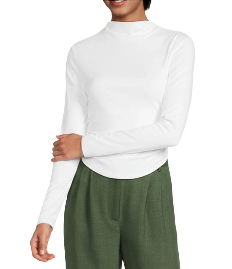 Gianni Bini Daily Long Sleeve Mock Neck Crop Top