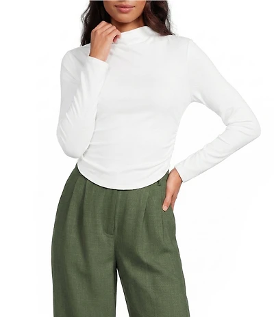 Gianni Bini Daily Long Sleeve Mock Neck Crop Top