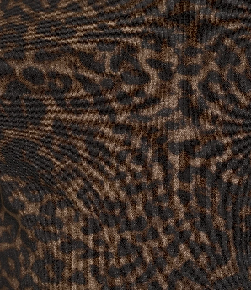 Gianni Bini Daily Long Sleeve Mock Neck Leopard Print Crop Top