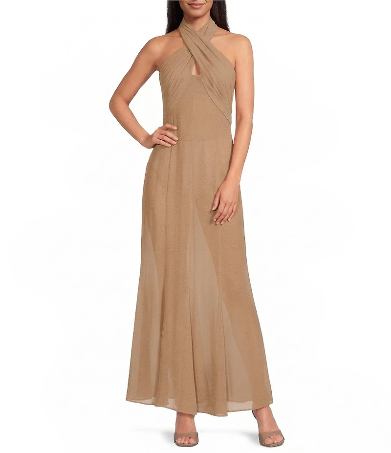 Gianni Bini Dana Keyhole Neckline Sleeveless Chiffon Maxi Dress