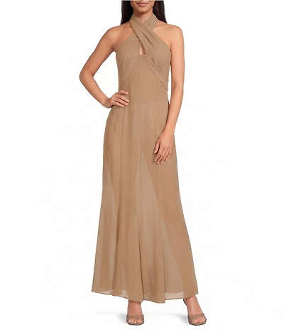 Gianni Bini Dana Keyhole Neckline Sleeveless Chiffon Maxi Dress