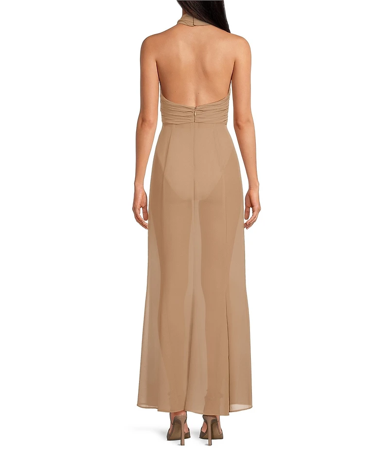Gianni Bini Dana Keyhole Neckline Sleeveless Chiffon Maxi Dress