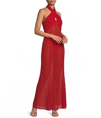 Gianni Bini Dana Keyhole Neckline Sleeveless Chiffon Maxi Dress