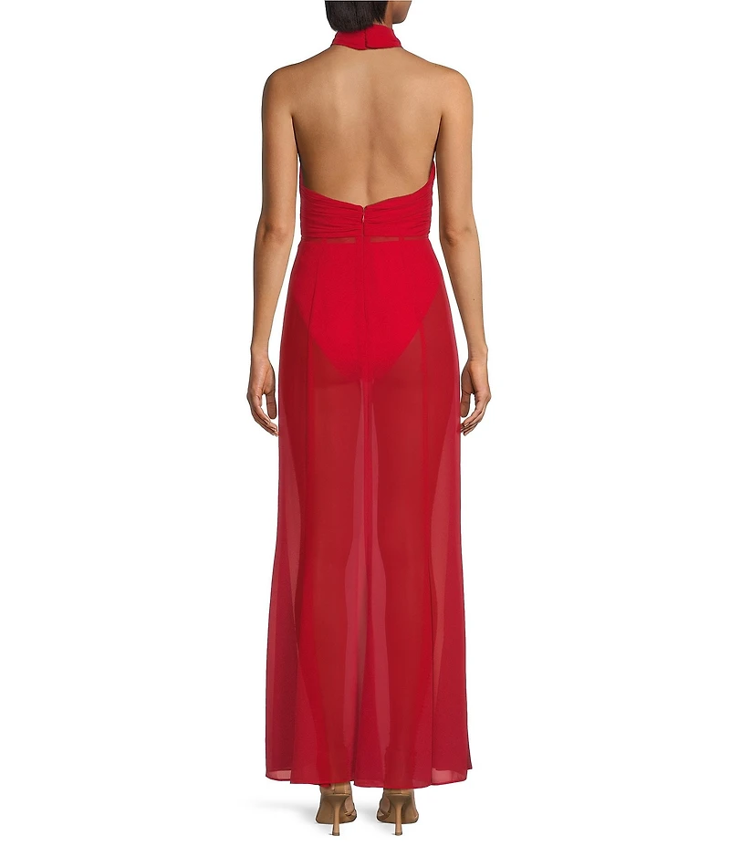 Gianni Bini Dana Keyhole Neckline Sleeveless Chiffon Maxi Dress