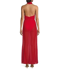 Gianni Bini Dana Keyhole Neckline Sleeveless Chiffon Maxi Dress
