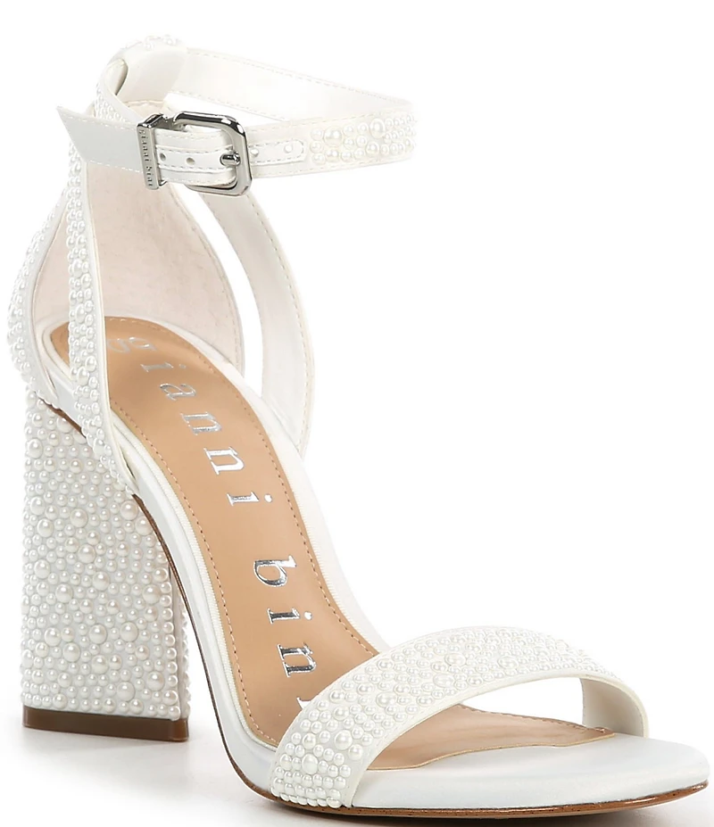 Gianni Bini Danea Two Pearl Ankle Strap Block Heel Sandals