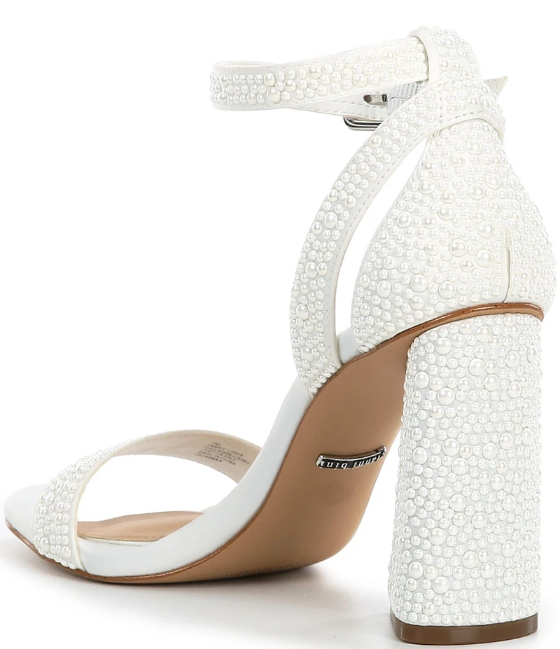 Gianni Bini Danea Two Pearl Ankle Strap Block Heel Sandals