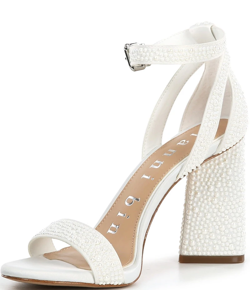 Gianni Bini Danea Two Pearl Ankle Strap Block Heel Sandals
