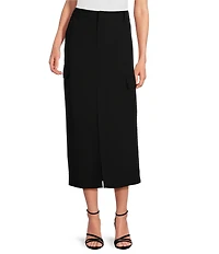 Gianni Bini Dani Crepe High Waist Cargo Front Slit Pencil Midi Skirt