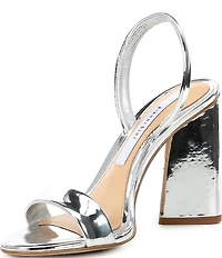 Gianni Bini Dansbie Mirror Metallic Slingback Block Heel Sandals