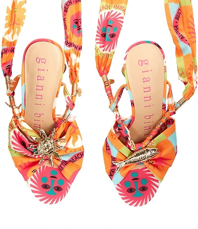 Gianni Bini Dante Ankle Wrap Mismatch Ornament Dress Sandals