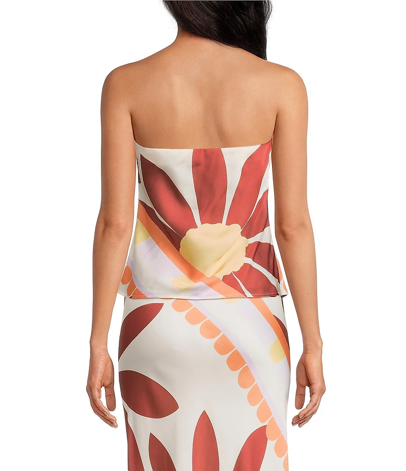 Gianni Bini Deanna Square Neck Strapless Printed Satin Coordinating Top