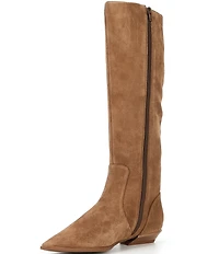 Gianni Bini Deion Suede Square Toe Block Heel Tall Boots