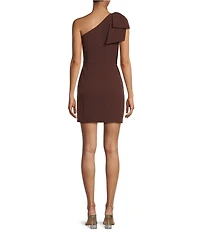Gianni Bini Deliah One Bow Shoulder Sleeveless Sheath Crepe Mini Dress