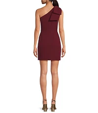 Gianni Bini Deliah One Bow Shoulder Sleeveless Sheath Crepe Mini Dress