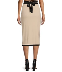 Gianni Bini Dena Ribbed Knit Coordinating Front Midi Wrap Skirt