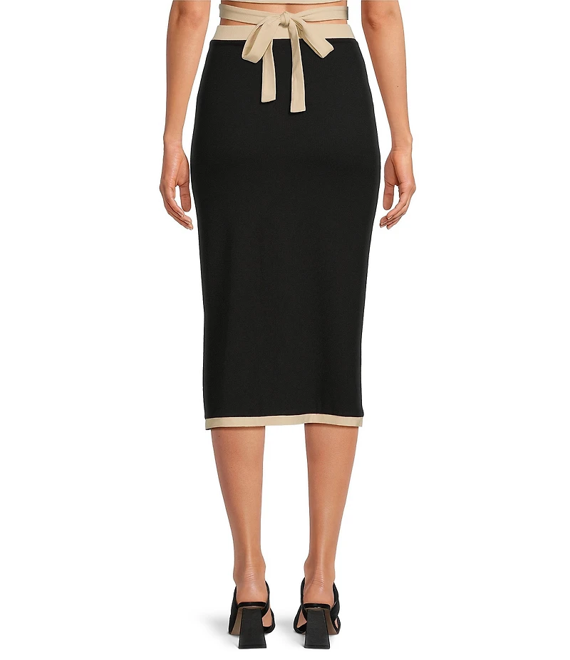 Gianni Bini Dena Ribbed Knit Coordinating Front Midi Wrap Skirt