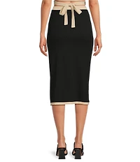 Gianni Bini Dena Ribbed Knit Coordinating Front Midi Wrap Skirt