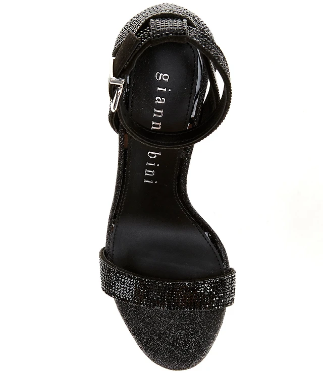 Gianni Bini Haydn Suede Rhinestone Bow Ankle Strap Clear Dress Heels |  Liberty Center