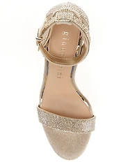 Gianni Bini Dericka Rhinestone Ankle Strap Block Heel Dress Sandals