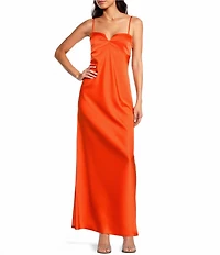 Gianni Bini Diana Satin Slip Sweethear Neck Dress