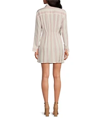 Gianni Bini Diane Striped Button Front Faux Wrap Dress