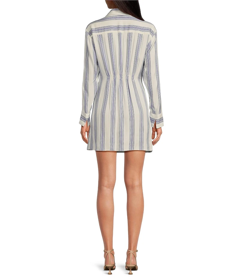 Gianni Bini Diane Striped Button Front Faux Wrap Dress