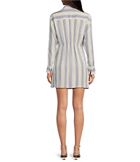 Gianni Bini Diane Striped Button Front Faux Wrap Dress