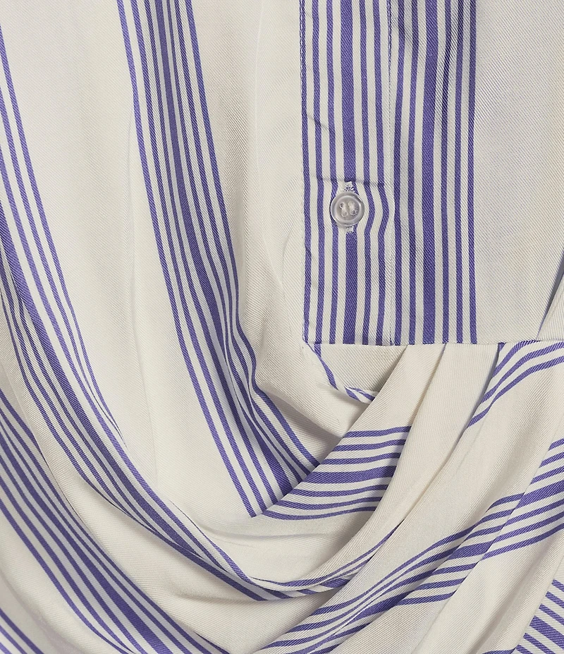 Gianni Bini Diane Striped Button Front Faux Wrap Dress