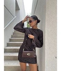 Gianni Bini Dionne Satin Leopard Print Long Sleeve Open Back Mini Dress