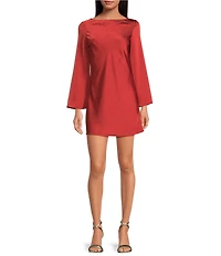 Gianni Bini Dionne Satin Long Sleeve Open Back Mini Dress