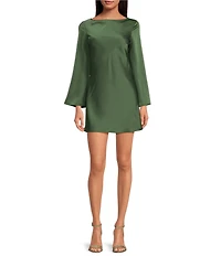 Gianni Bini Dionne Satin Long Sleeve Open Back Mini Dress