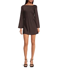 Gianni Bini Dionne Satin Long Sleeve Open Back Mini Dress