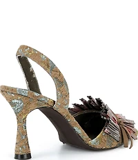 Gianni Bini Eaves Pleated Ruffle Jacquard Pointed Toe Pumps