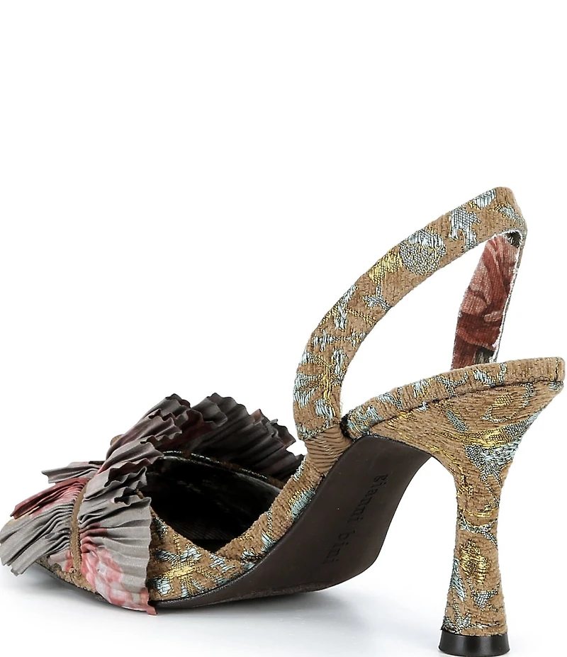 Gianni Bini Eaves Pleated Ruffle Jacquard Pointed Toe Pumps
