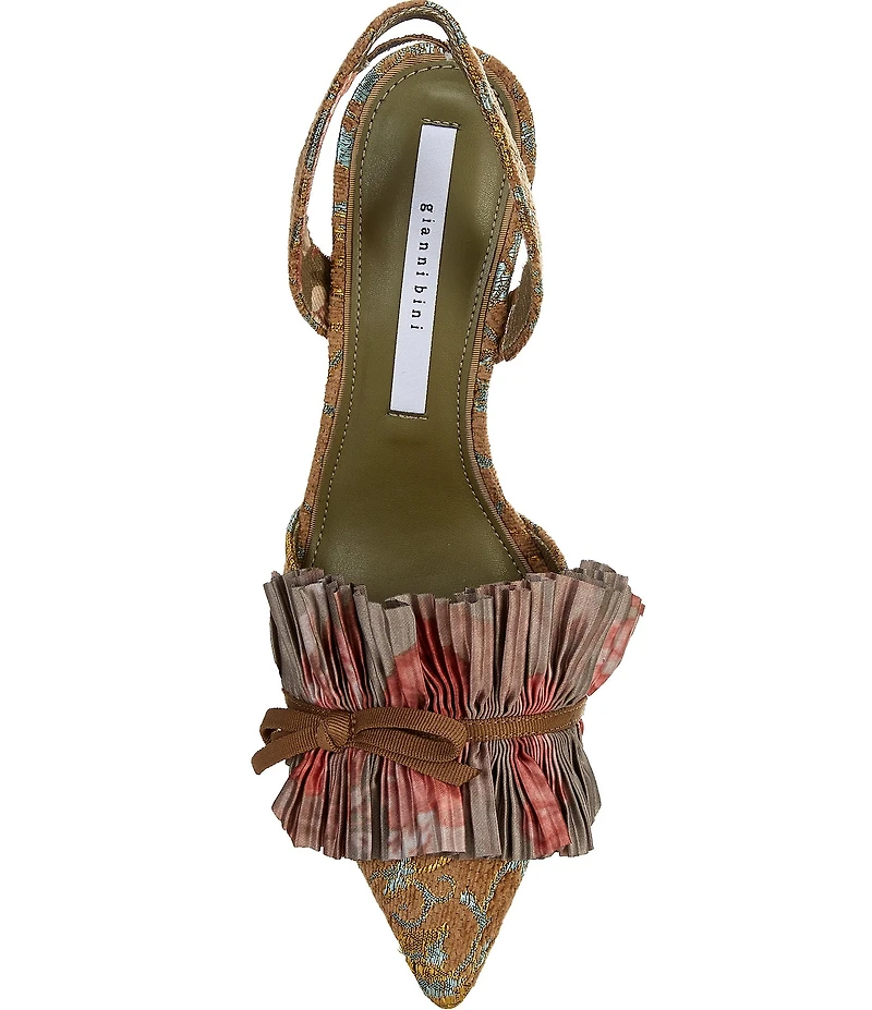 Gianni Bini Eaves Pleated Ruffle Jacquard Pointed Toe Pumps